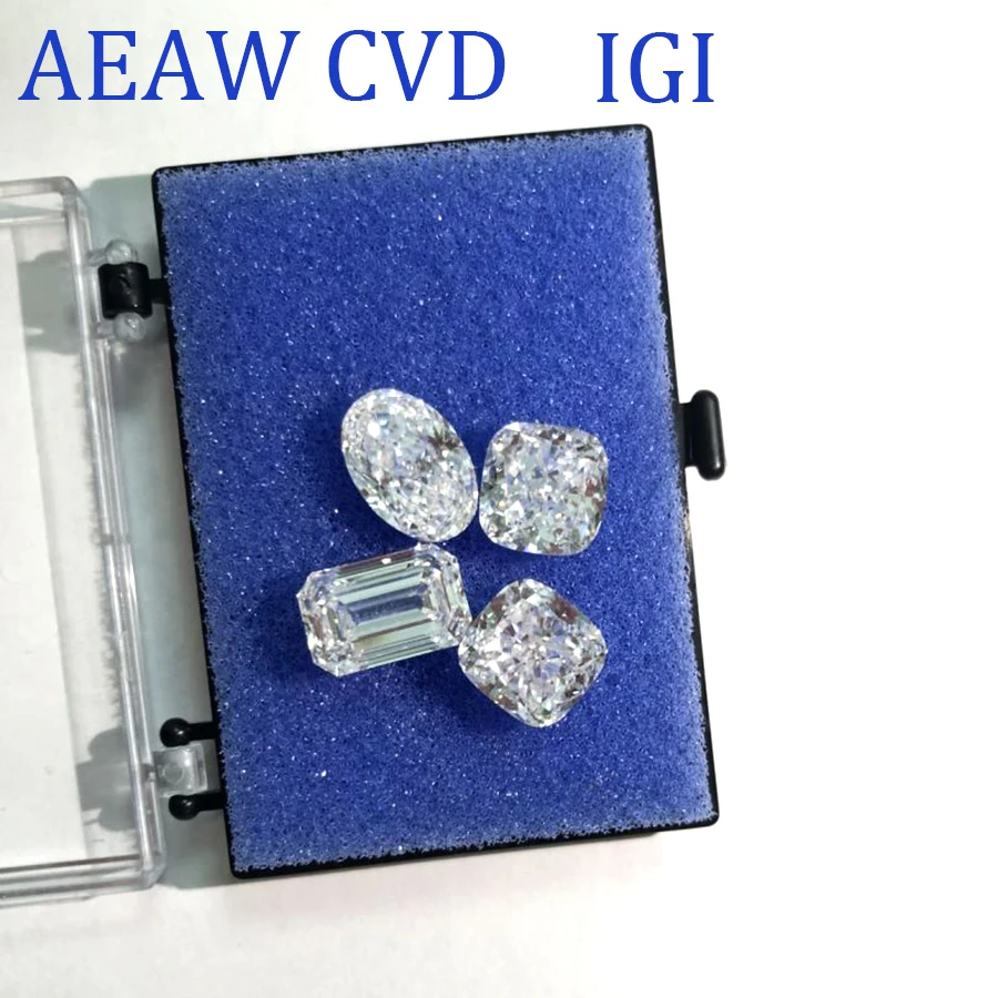 

AEAW Cushion Emerald Oval Lab Grown Diamonds CVD Loose Diamond EF Color VS EX VG 2-5.64ct IGI Certificate