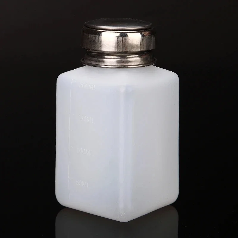 200ML Portable Press Empty Refillable Bottle Liquid Alcohol Pump UV Gel Nail Polish Cleaner Acetone Water Remover Dispenser