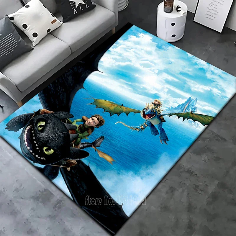 Tapis Disney Cartoon How to Train Your Dragon HD Lea, 120x160cm, Décor pour Salon, Chambre à coucher, Canapé, HOKids, Polymères de sol