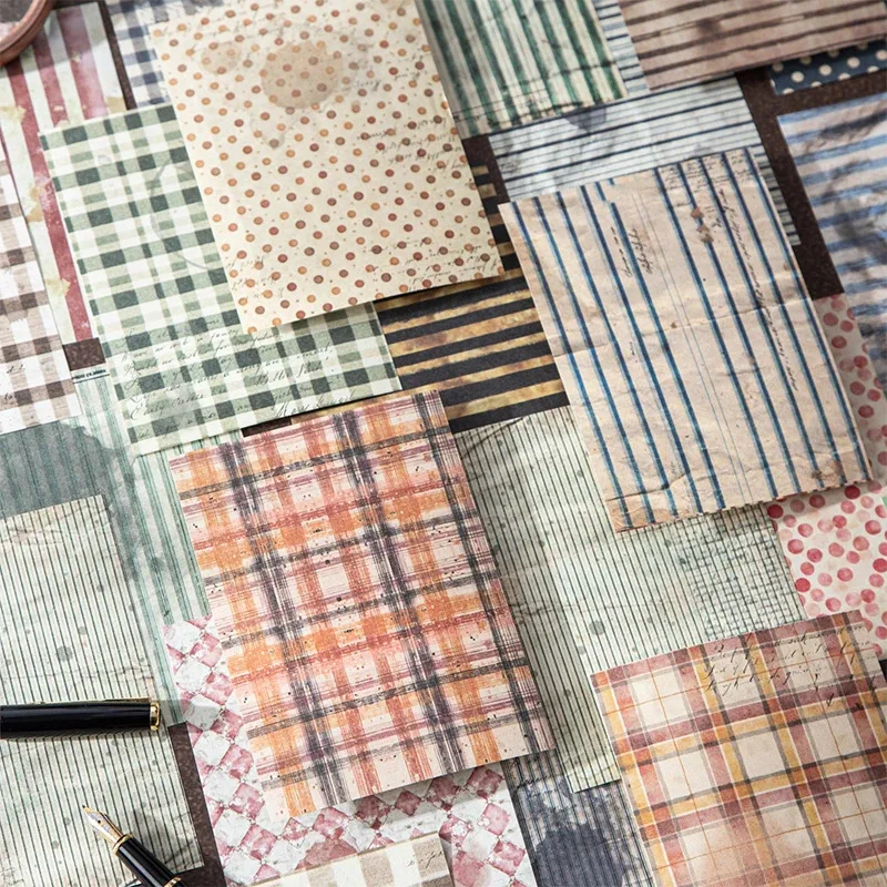 30pcs Time Woven Patterns Scrapbook Material Paper Photo Frame  Album Collage Junk Journal Craft Decor Texture Papers