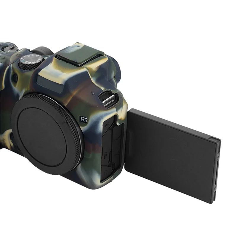 HFES SLR-Kameratasche, geeignet für Canon EOS R7 Kamera, Silikonhülle, R7 SLR-Kamera-Schutzhülle, Camouflage