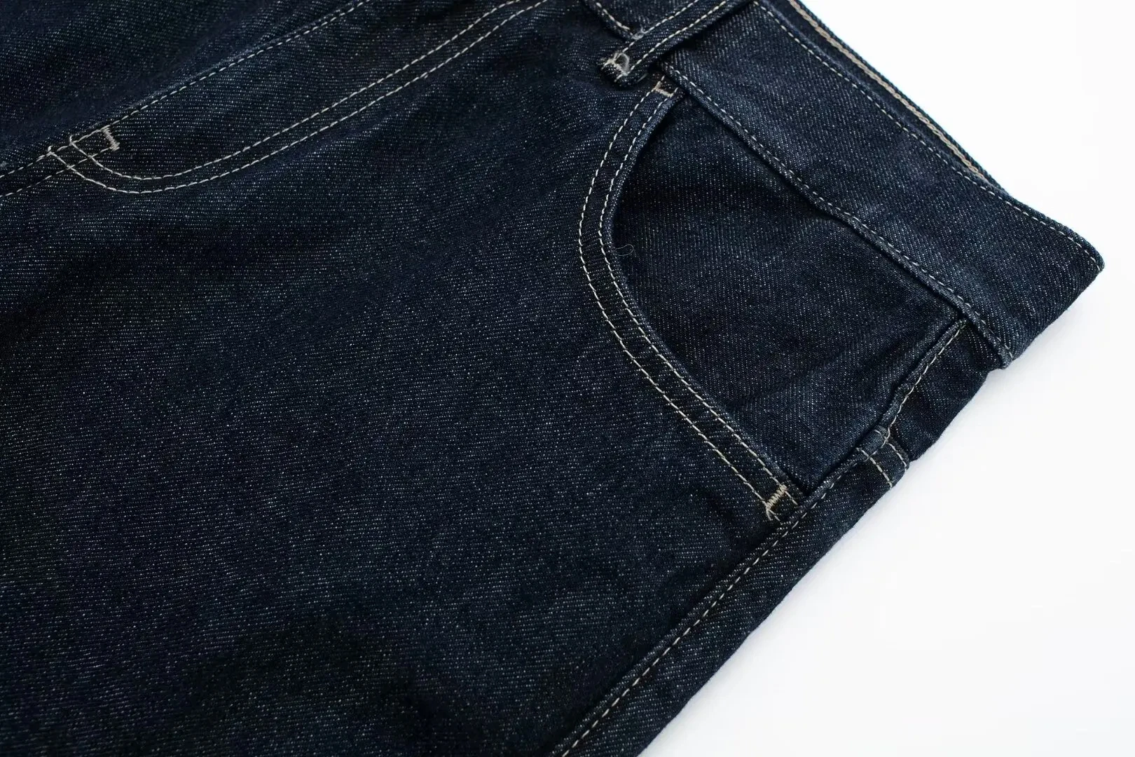 HH Damen Vintage Einfarbige Jeanshose mit Reißverschluss und Taschen, Modische Weite Lange Hose, Frühjahr/Herbst 2026, Lässige Party-Hose – Detail 6