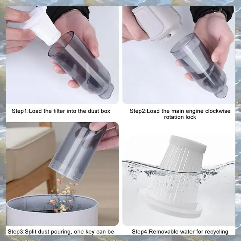 Aspirapolvere per computer 3 in 1 Ventilatore portatile Collettore di polveri d'aria Aspirapolvere per auto ricaricabile Aspirazione ciclonica
