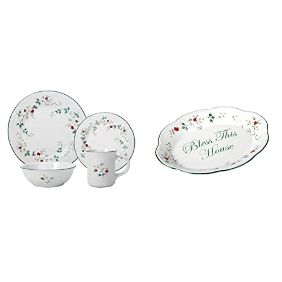 

Winterberry 16Piece Dinnerware Set Service for 4 and Winterberry Bless This House Plate