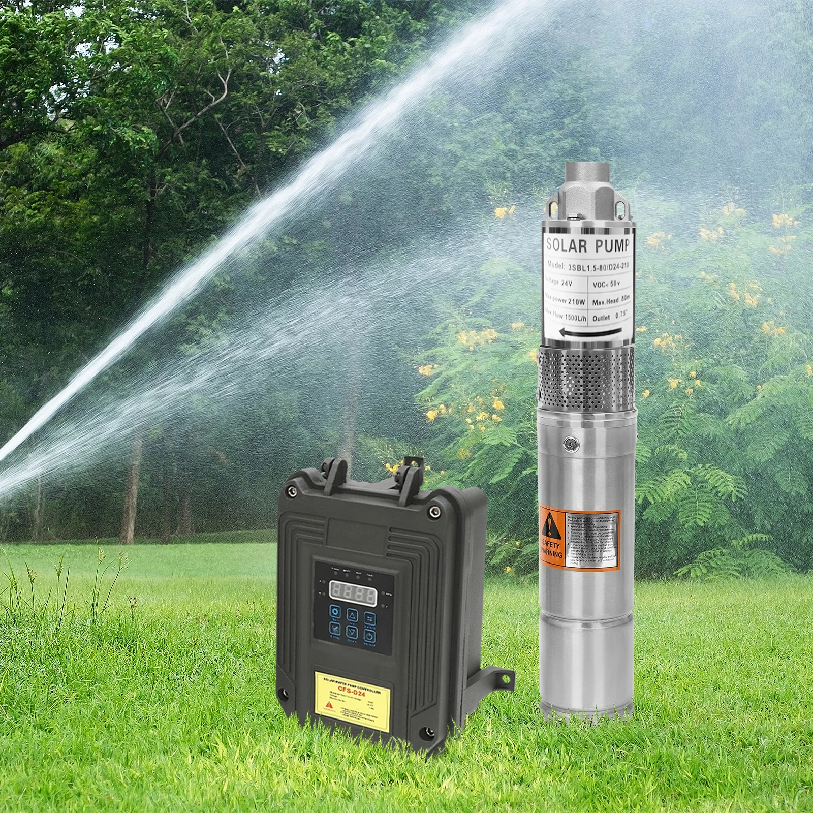 

210W Deep Well Submersible Pump Stainless Steel 1500L/396.26 Gal/H with Control Box,for Farmland Irrigation,Breeding Water
