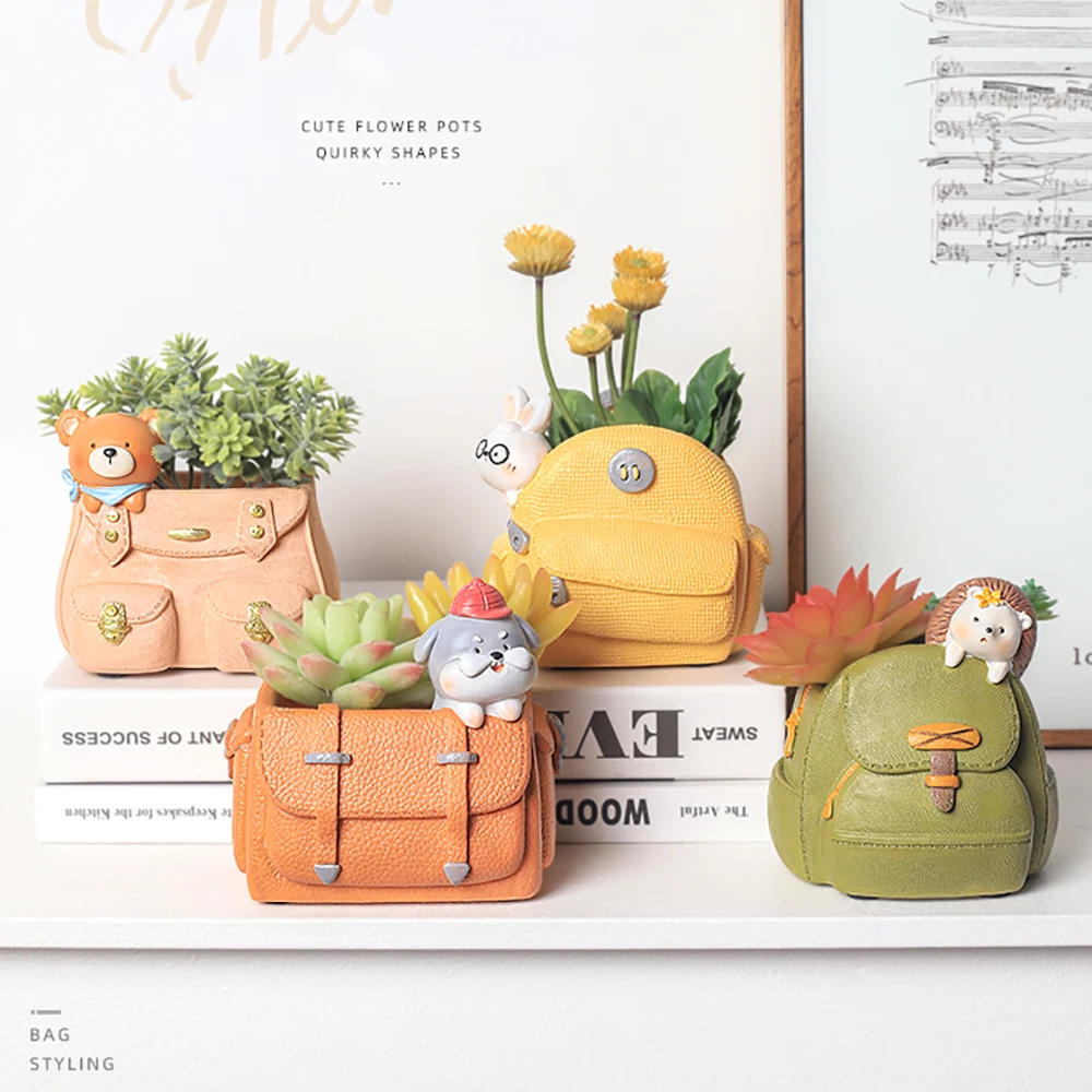 

Concrete Backpack Puppy Succulent Flower Pot Mold Creative Balcony Decoration Cute Animal Cement Flower Pot Silicone Mold