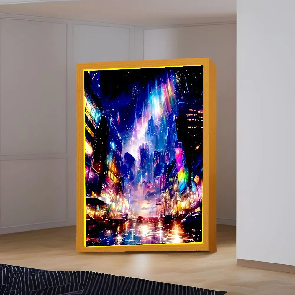 Beautiful City Light Painting Photo Frame Led Night Light Art Wall Lamps Bedside Table Room Home Decorate Friend Gifts Moon Lamp