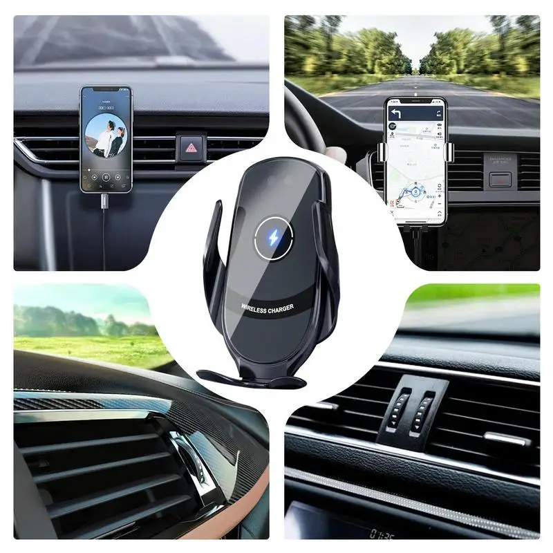 무선 차량용 충전기 휴대폰 거치대, 360 회전, 자동 클램핑, 자동 고속 충전, 휴대폰 브래킷, 내비게이션