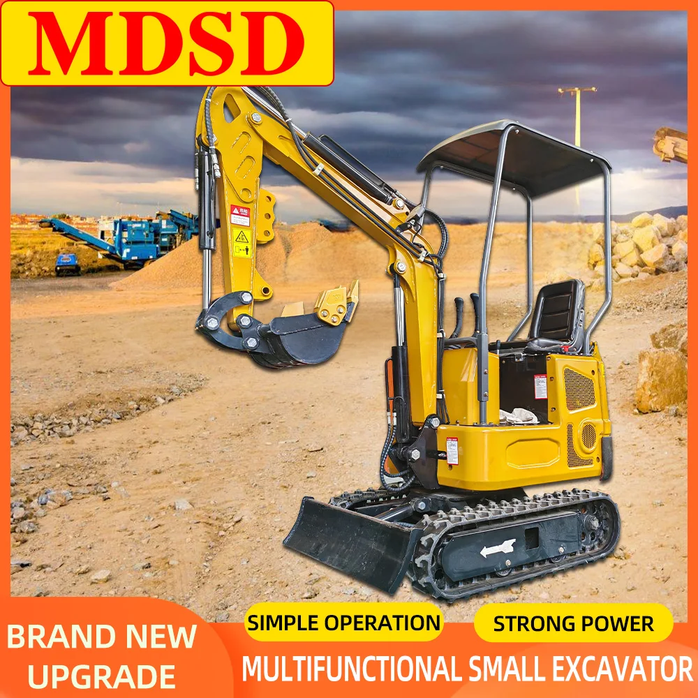 Miniexcavadora hidráulica pequeña de 1,5 toneladas, excavadoras domésticas para trabajos agrícolas y trabajos de construcción, China personalizada