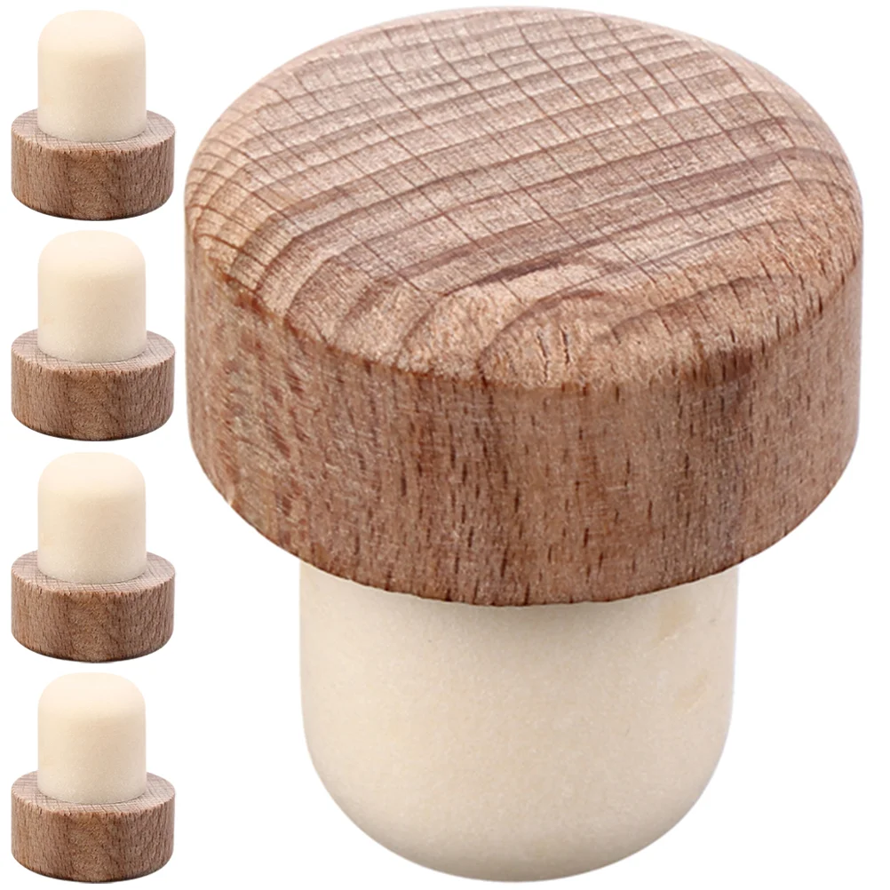 

5 Pcs Wooden Cork Toppers for Shot Bottles Lids Stopper Set Bottle Strong Material Unique Design Sealing Freshness