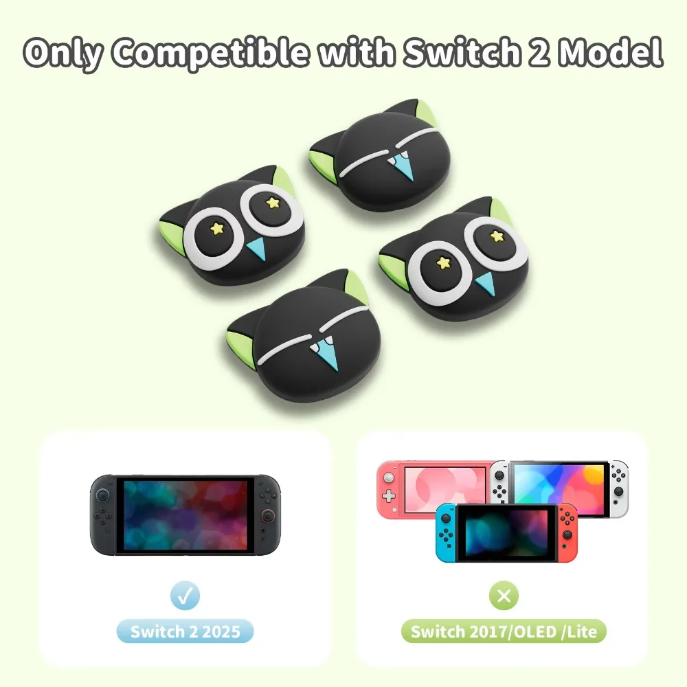 Urocze czarne nakładki na joysticki w kształcie kota, kompatybilne z Switch 2 – silikonowe nakładki GeekShare Luo Xiaohei Series NS2. — zdjęcie produktu 6