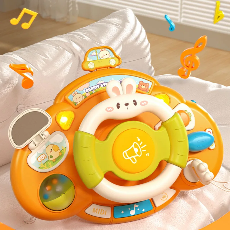 Baby Steering Wheel Toy Early Education Simulated Driving toys Light & Music Educational for Toddlers Bed trailer hanging toys