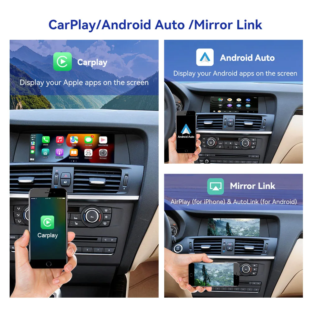 Carplay Box For BMW X3 F25 CIC 2010-2013 Android Auto Stereo Radio GPS Navigation Multimedia Player Head Unit
