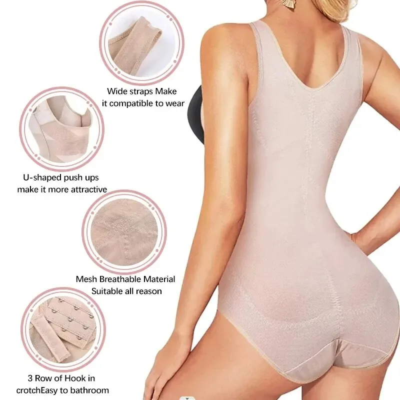 Breathable Shapewear Bodysuit One-Piece Tummy Control Shaper Hip Lifter Corset Thigh Slimmer Waist Trainer Slimming Underwear