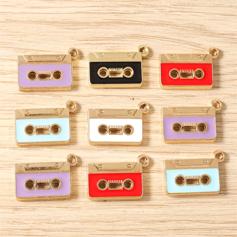 10 Stück Niedliche Emaille-Anhänger mit Musikmotiven (Radio, Musiknoten) für Schmuckherstellung, DIY-Ohrringe, Halsketten, Armbänder und Accessoires – Detail 14