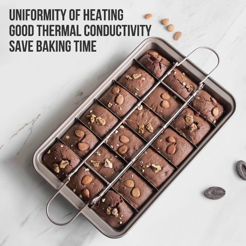 WALFOS Oblong Brownie Baking Tray Bread Cake Mold Non-stick Carbon Steel High-temperature Baking Tool Multi-function Baking Mold