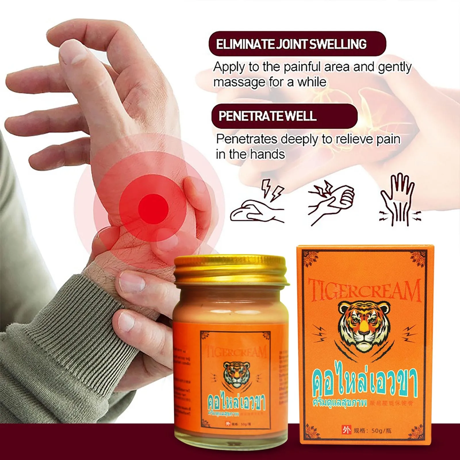 معجون التدليك Synovial لمفصل الركبة يخفف بشكل فعال معجون الكى الحراري للعضلات والعظام 50 جرام