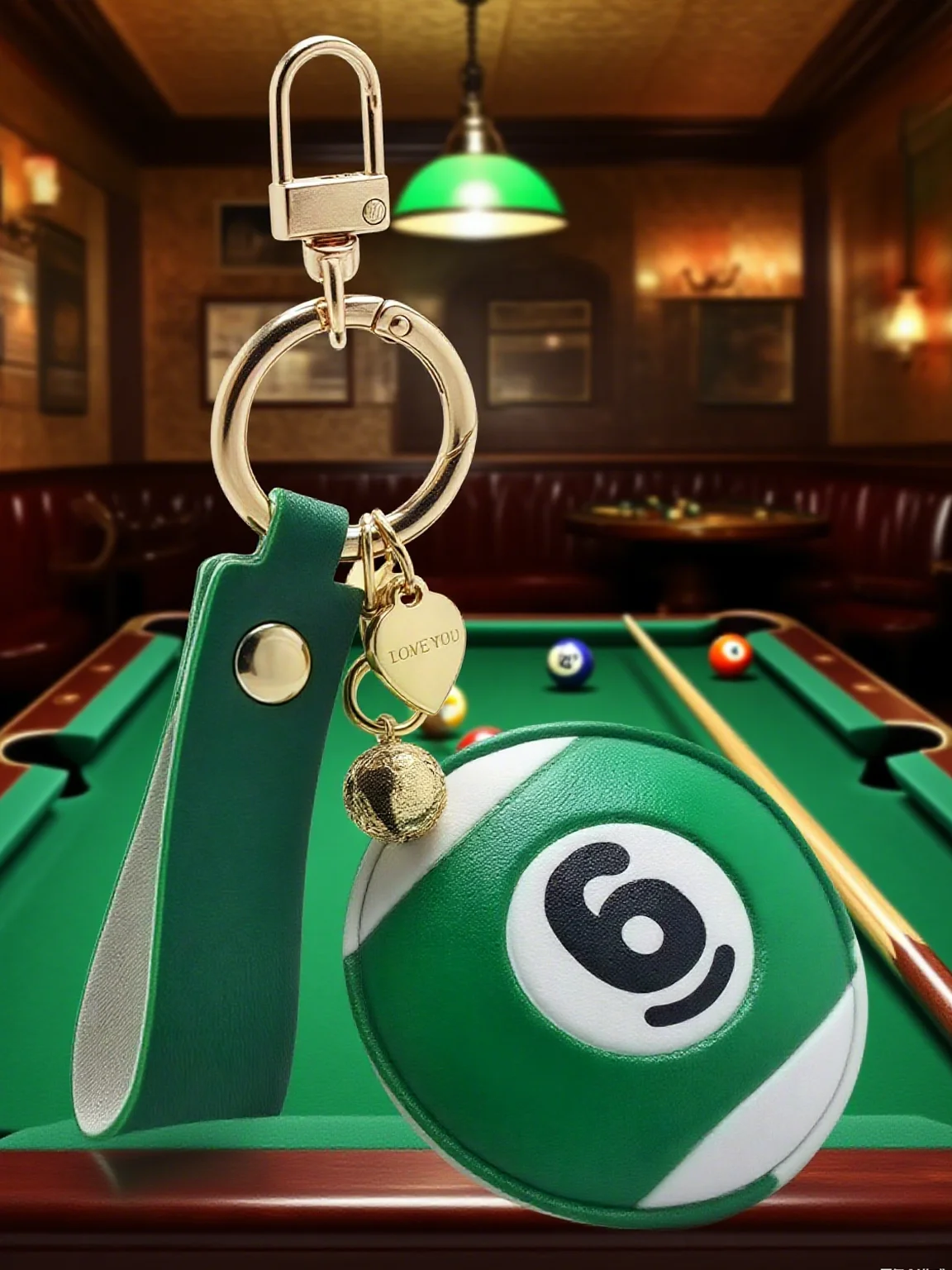 Unisex Billiard Number Leather Keychain Pendant Black 8 Ball PU Leather Bag Charm Crossbody Bag Accessory Party Halloween Gift