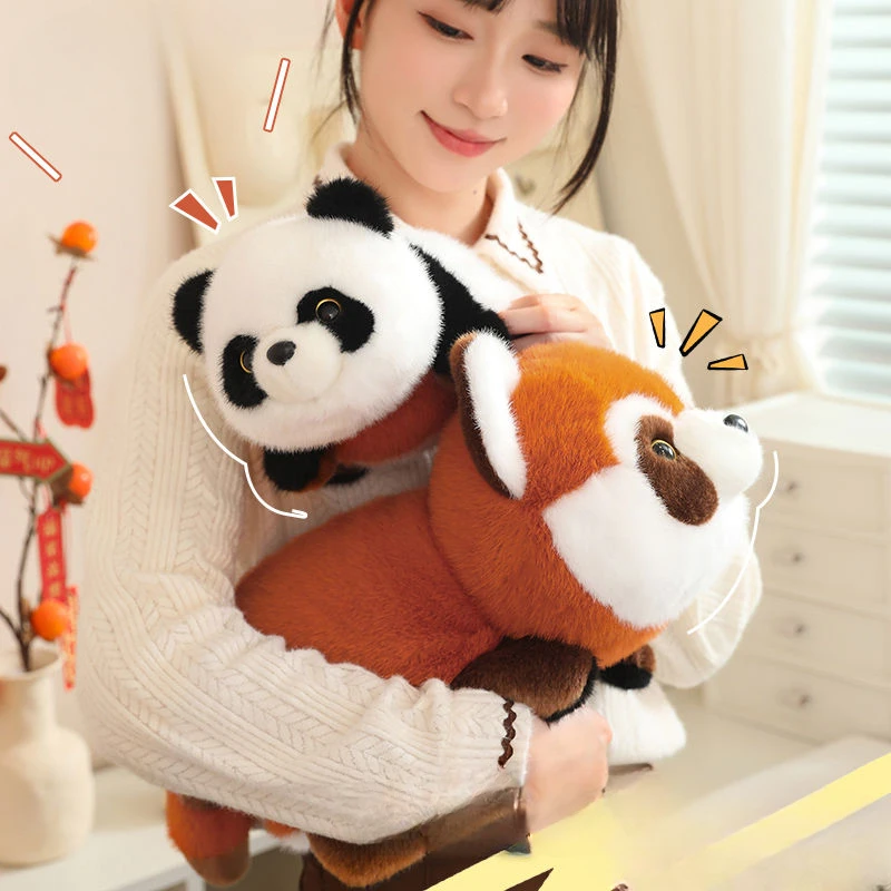 Panda Reversible de doble cara para niños, almohada suave, bonita muñeca de peluche transformada de dibujos animados, juguete de algodón para niños, novedad de 2024