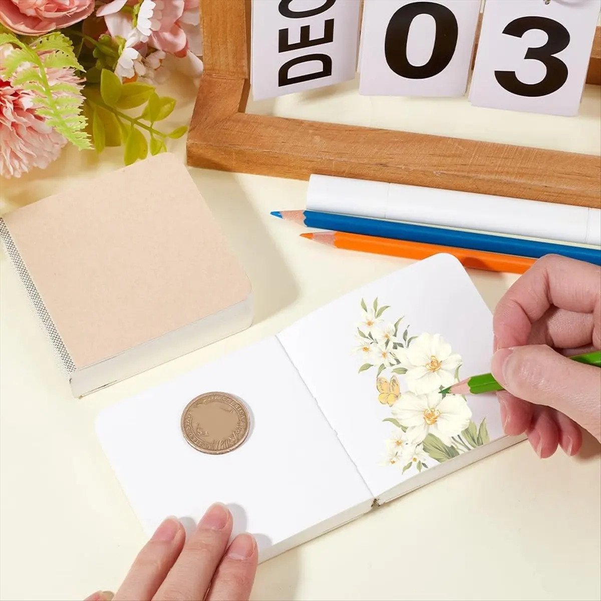 A22I 3PCS 3.2x3.2Inch Mini Watercolor Notebook Drawing Sketching Pads Paper Blank Square Portable WaterColor Travel Journal