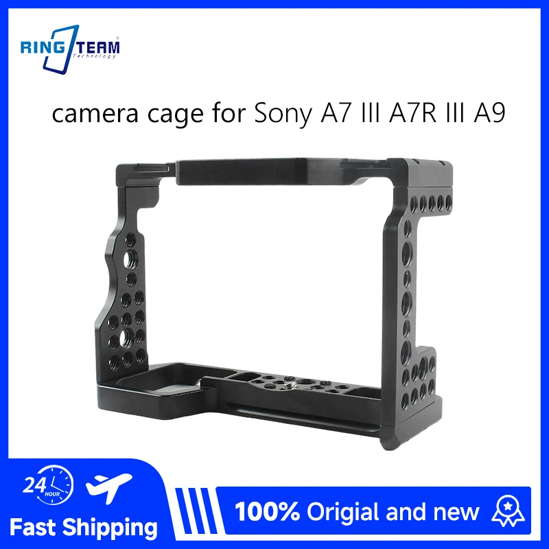 Jaula para cámara de aleación de aluminio tipo Rabbit Cage para Sony A7 III A7III A7RIII A7M3 A7R3 A7M2 A7R2 A9 con soporte de zapata fría para Vlogging