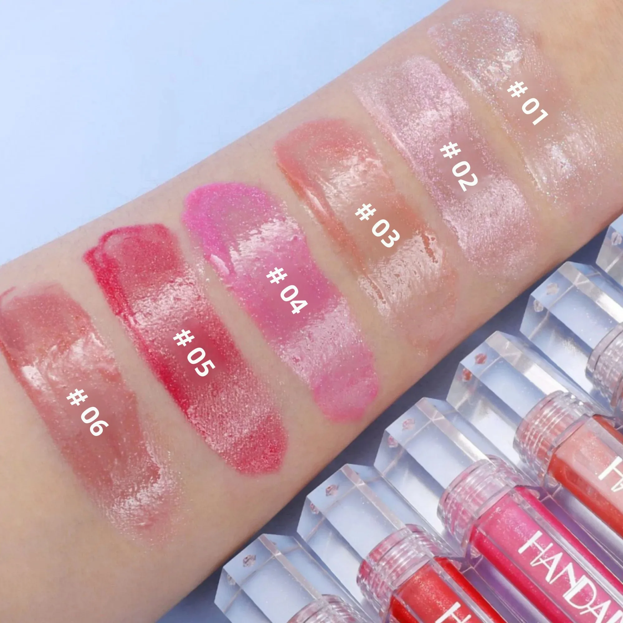 HANDAIYAN リップグロス プランピング グリッター ジェリー ヌードレッド リキッドルージュ 防水 保湿 オイル配合 長持ち セクシー