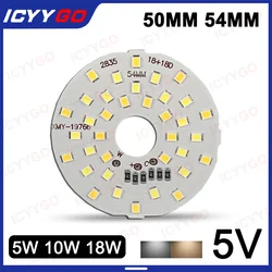 5W 10W 18W DC5V Brightness LED SMD 2835 5730 Light Panel Bulb Round Conversion Light Source Diameter 50MM 54MM White Warm Light