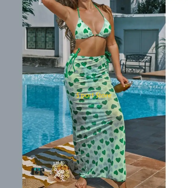 

U2JB Женщины два купальника с Long Beach Dress Ladies Triangular Thong Shudwears Set Set Bantreck Count