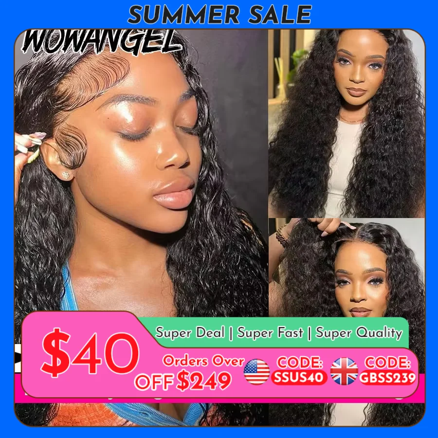 

WOWANGEL Curly Wigs 250% 13x6 HD Lace Front Wigs 34in Water Wave Glueless Human Hair Wigs Pre Plucked Remy Brazilian Hair