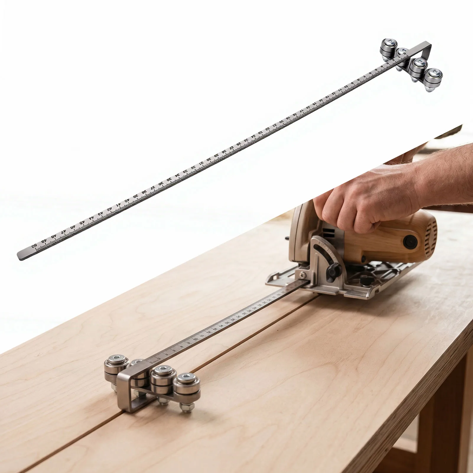 Circular Saws Guide Rail 20 Inch Stainless Steel Positioning Caliper for Woodworking Circular Saws Positioning Caliper