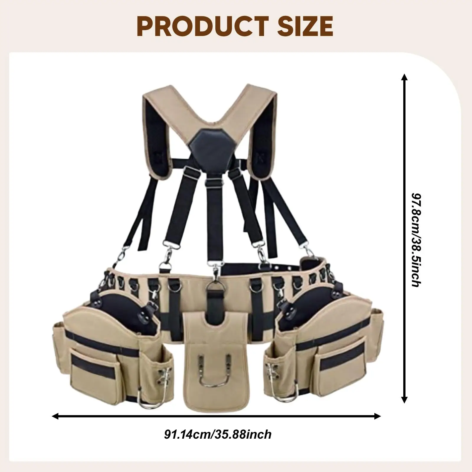 

Heavy Duty Oxford Tool Belt with Suspenders Adjustable Waist Pouch Multi Pocket Organizer for Electrician Gardener Workshop Use