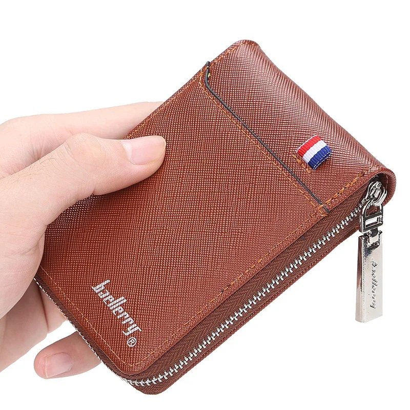New Wallet Men's Short Small Multifunctional Hand Card Holder PU Business Zipper Purse Fashion High-quality Casual Bags Wallets