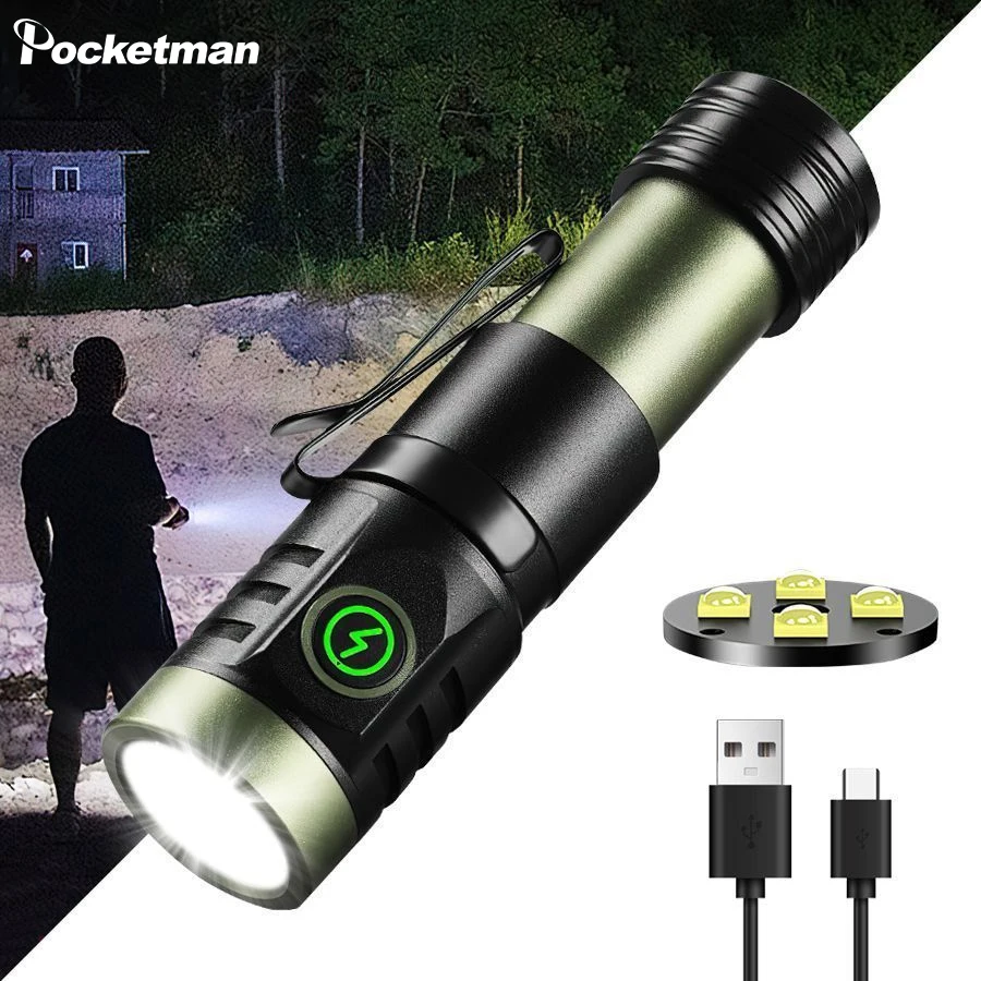 

Powerful LED Flashlight Multifunctional Long Rang Outdoor Torch USB Fast Charging Flashlights Portable Emergency Light