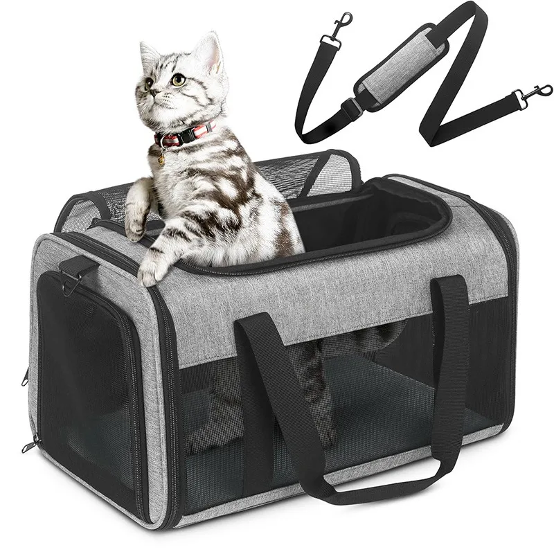 

High Quality Foldable Breathable Oxford Mesh Airplane Approved Pets Carrier Portable Shoulder Crossbody Cat Dog Carrier Bag