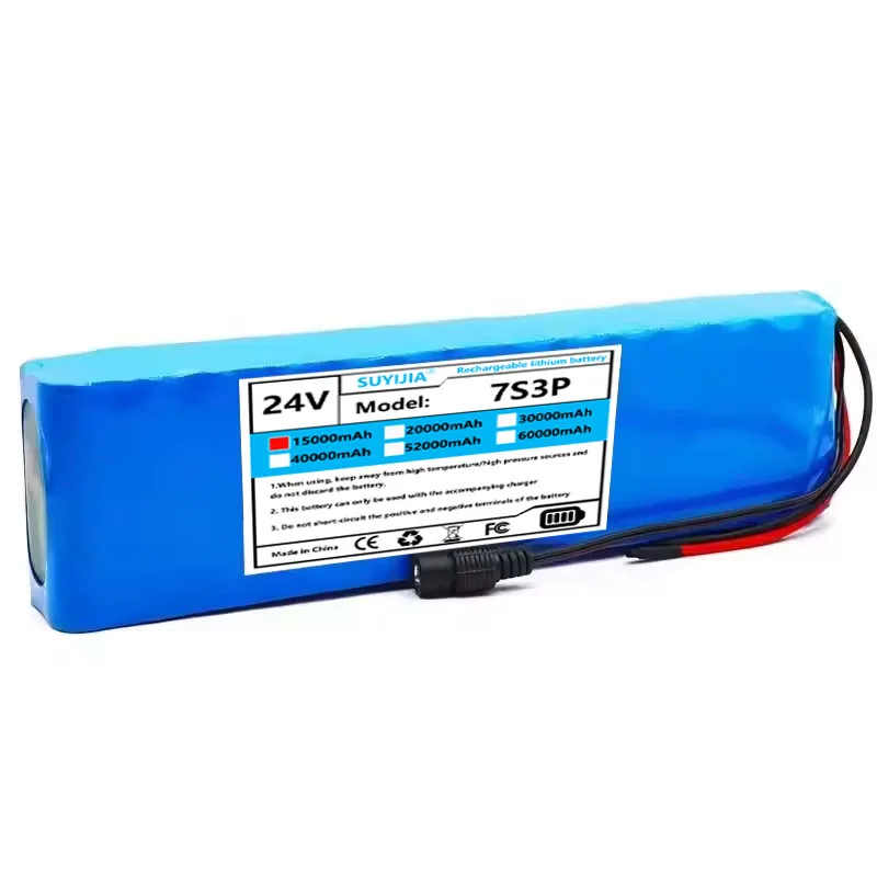 بطاريات ليثيوم قابلة لإعادة الشحن 2025 18650 7S3P 29.4V 15000Ah avec BMS adaptée aux motteurs 24V - 29.4V + شاحن 2A