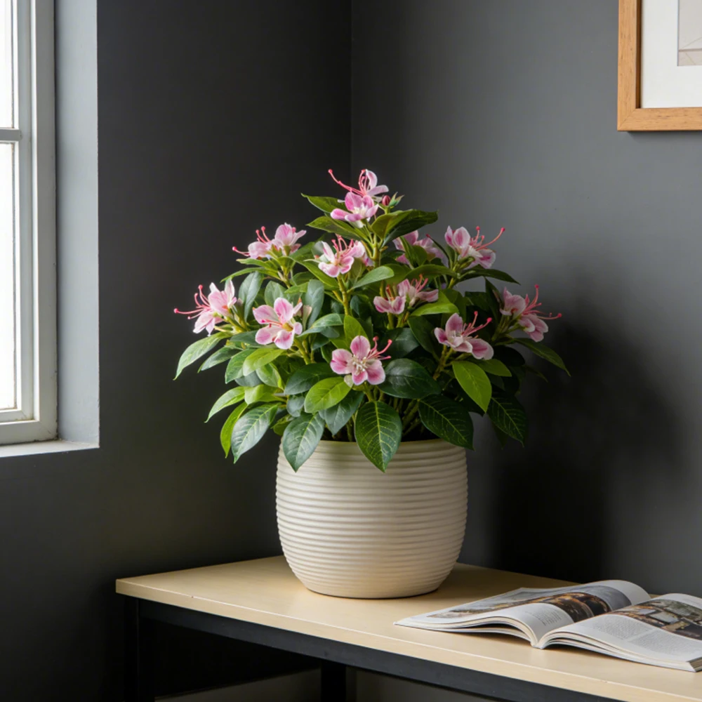 21-40 cm große künstliche Azaleenblüten, künstlicher Ficusbaum, künstliche Magnolienzweige, tropische Kunstbanyanblätter für die Dekoration von Zuhause und Büro – Detail 2