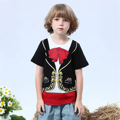 Toddler Mariachi Shirt Kids Halloween Costume Boys Girls Mexican Day of The Dead Fancy Dress Short Sleeve Cotton Tops