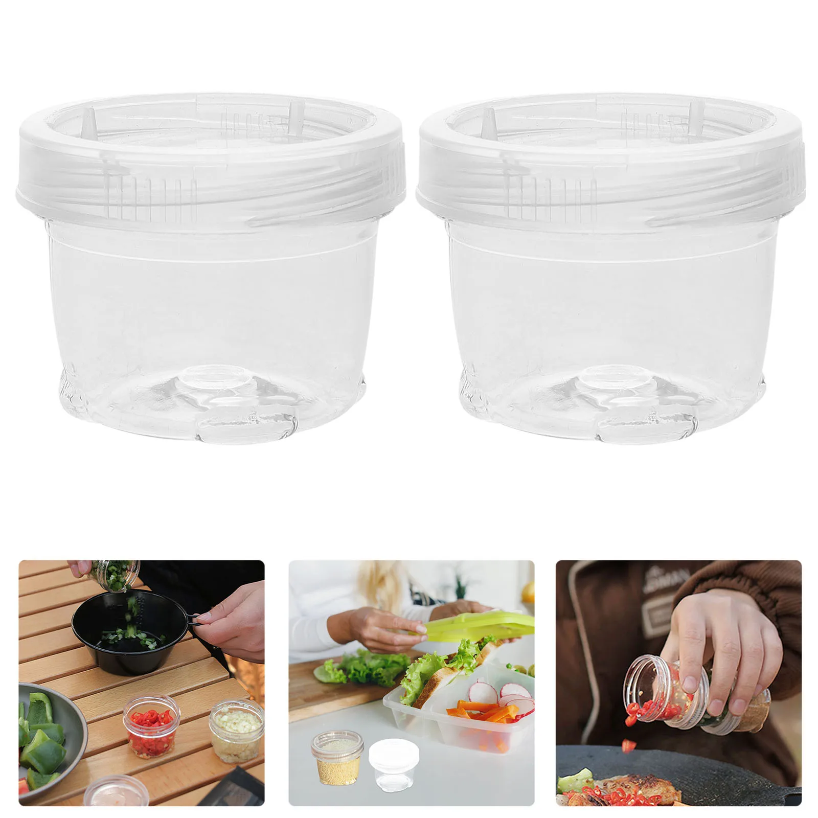 

1 set Clear Plastic Spice Jars Set Durable Leakproof Seasoning Shakers Caps Reusable Empty Containers Storage For Pepper Spices