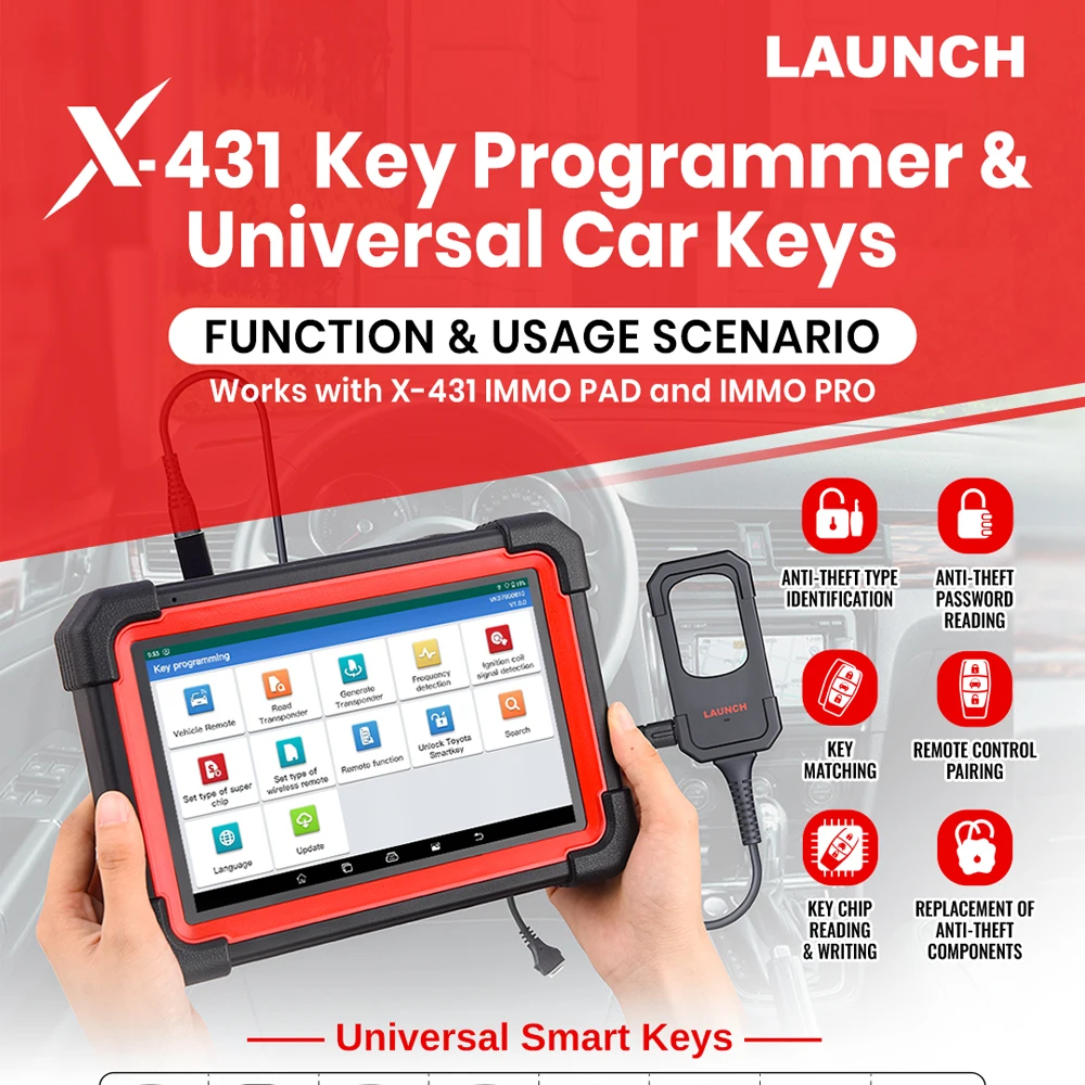 Launch X431 Key Programmer Remote Maker with Super Chip 4pcs Universal Remote Start Smart Key for X-431 IMMO Elite/IMMO Plus