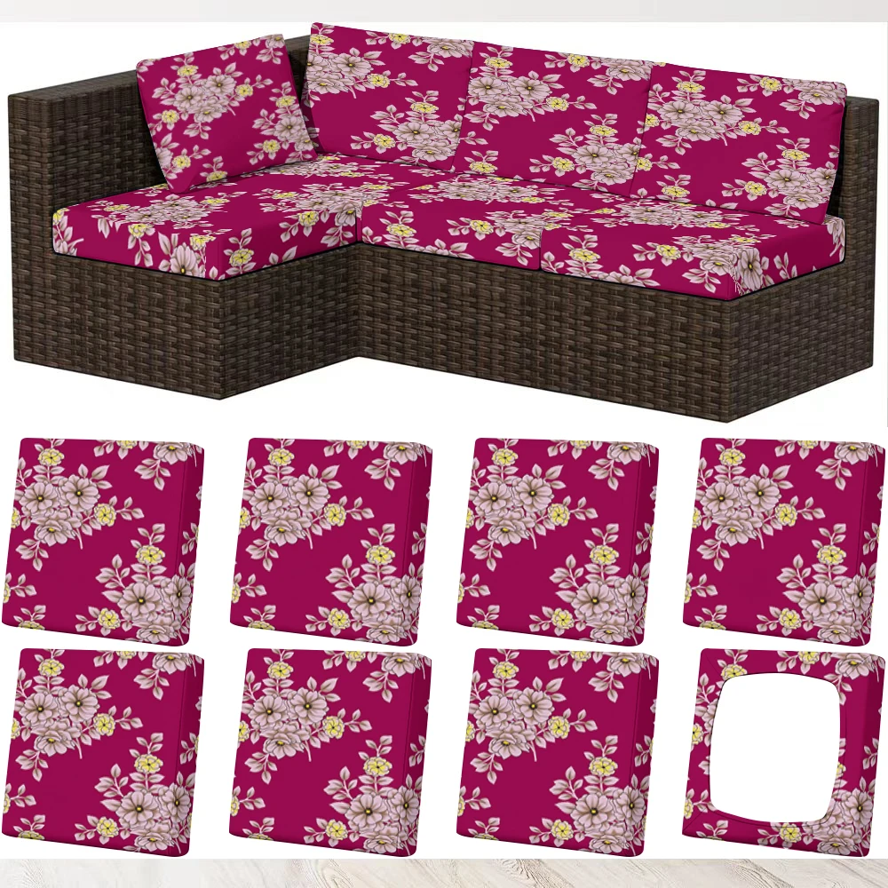 Summer Outdoor Sofa Cushion Cover, Floral Printed Milk Silk Sofa Protector, Pet - Friendly, Machine - Washa