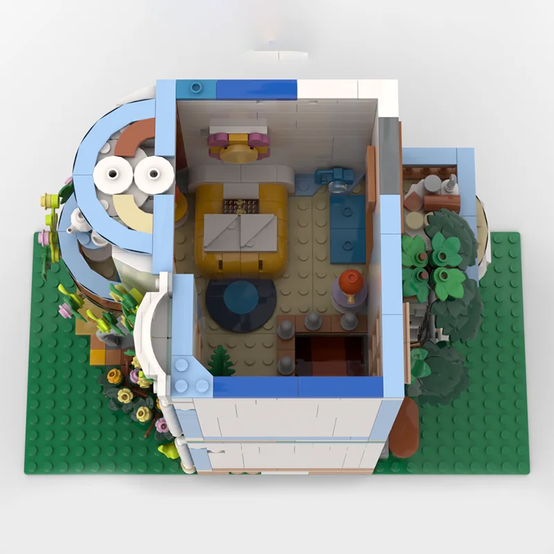 Casa de ciudad blanca MOC de 1290 piezas, casa de ciudad Modular, bloques de construcción de modelos educativos, regalo de juguetes DIY de cumpleaños