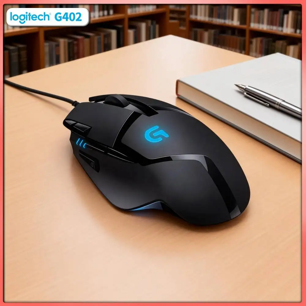 Logitech G402 Hyperion Fury Wired Mouse Fusion Engine 4000 DPI 8 Custom Buttons Anti-Slip for PC Gamers