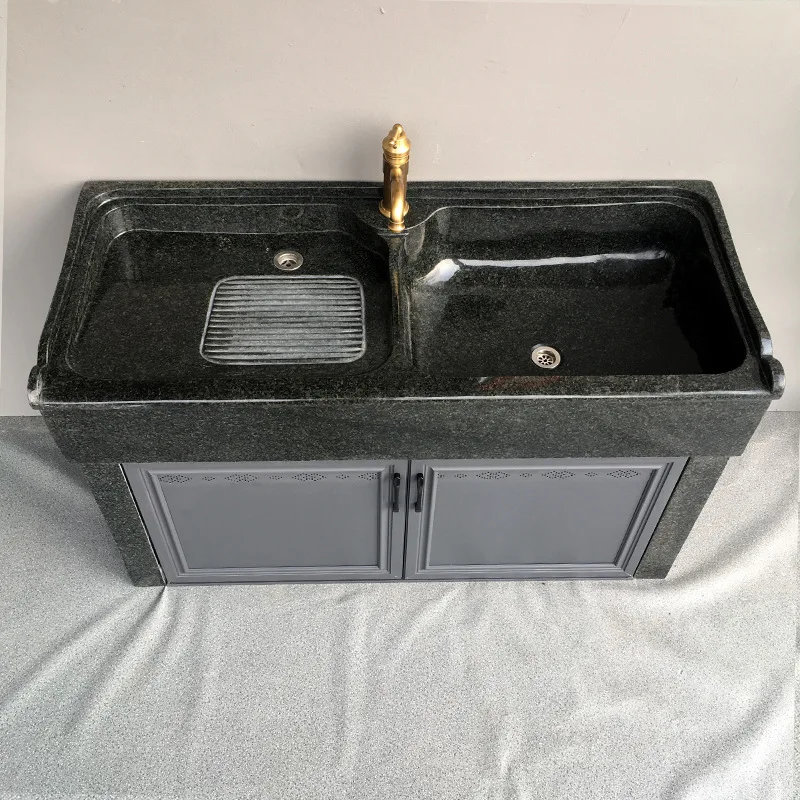 Outdoor granite laundry sink with rubbing board integrated basin courtyard stone wash basin balcony marble laundry pool