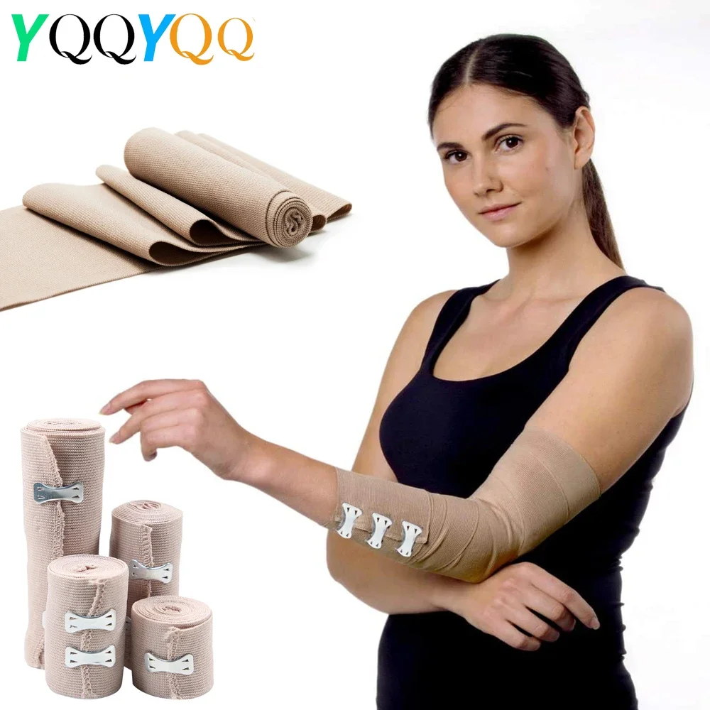 

1Roll Compression Bandage with Clip Closure | Stretch Elastic Wraps for Foot, Ankle, Knee, Leg, Arm & Body, Muscle Sprains