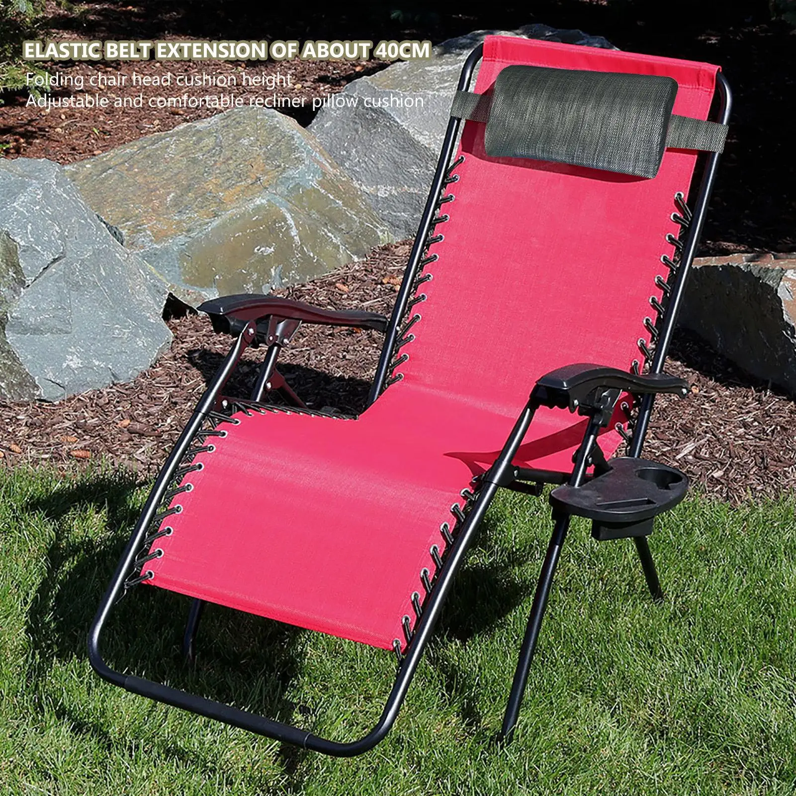 Garden Lounger Cushion Neck Pillow Recliner Headrest Beach Chair Pillow Camp Terrace Lounge Chair Adjustable Strap Lunch Break