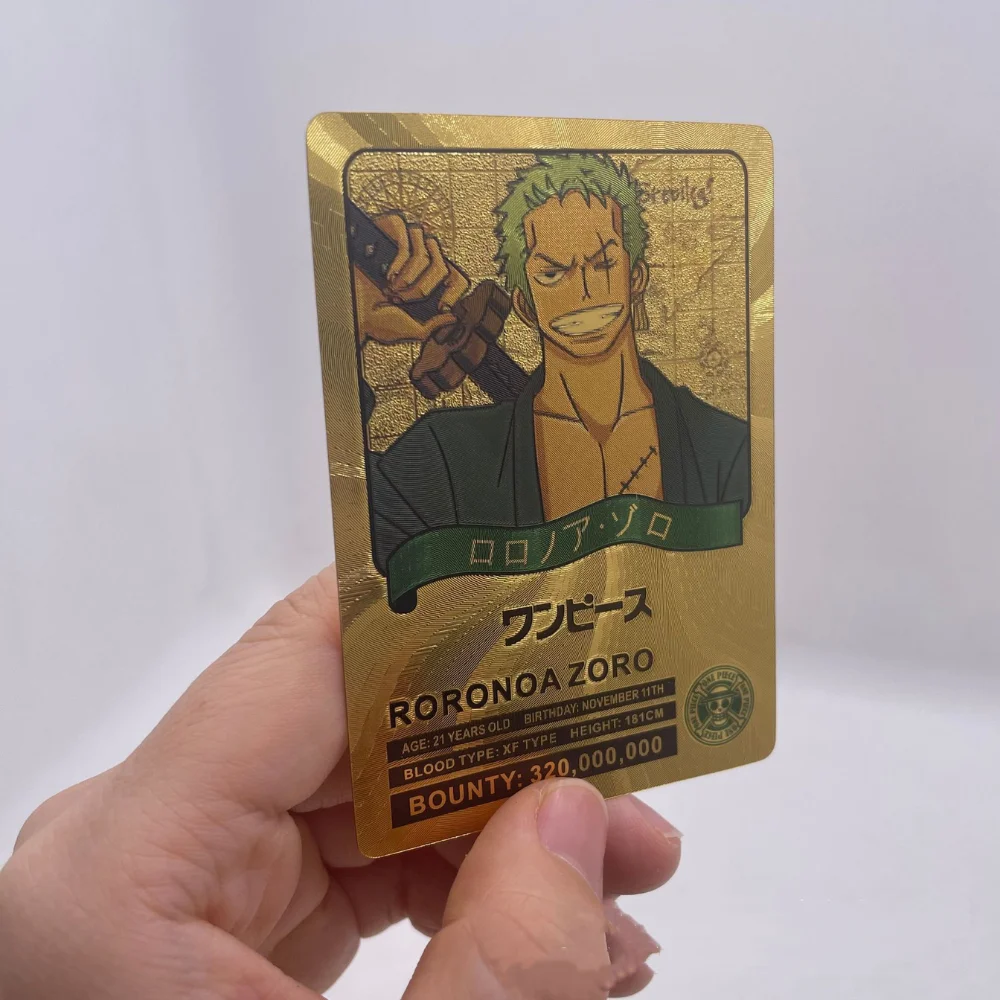 ONE PIECE Gold foil card Anime rufy Zoro Shanks Trading Proxy Collection Card per giocattoli regalo per bambini