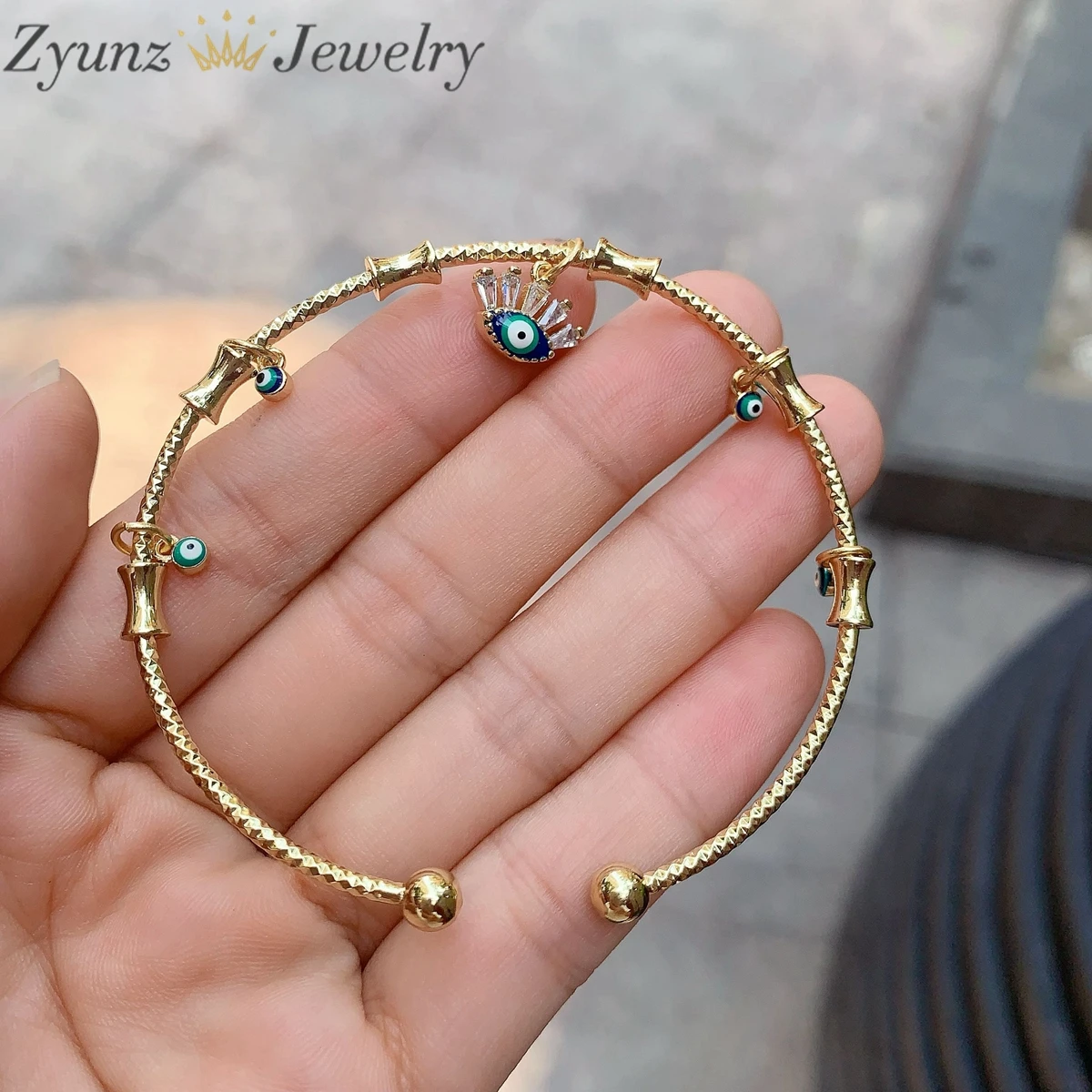 5PCS, Gold Zircon Heart Beads Bracelets Femme Jewelry for Women Gift Heart Shape Eye Bracelets