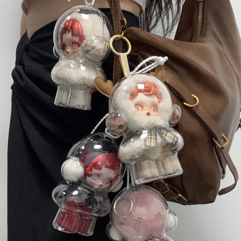 Per Skull Panda 1-10 pezzi custodia protettiva in acrilico per bambole di peluche borsa espositiva senza scatola organizer portatile trasparente per bambole