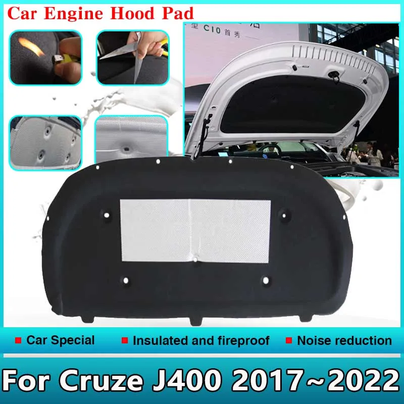 

Car Engine Hood Sound Pad for Chevrolet Cruze J400 MK2 D2LC K 2017~2022 Front Heat Insulation Cotton Cover Fireproof Accessories