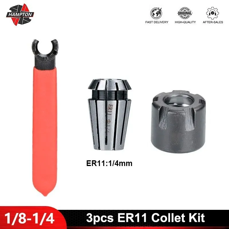 

Spring Collet CNC Lathe Milling Tool ER11 Collet Chuck 1/8 1/4 with M Type ER Nut and Nut Wrench Milling Cutter Holder